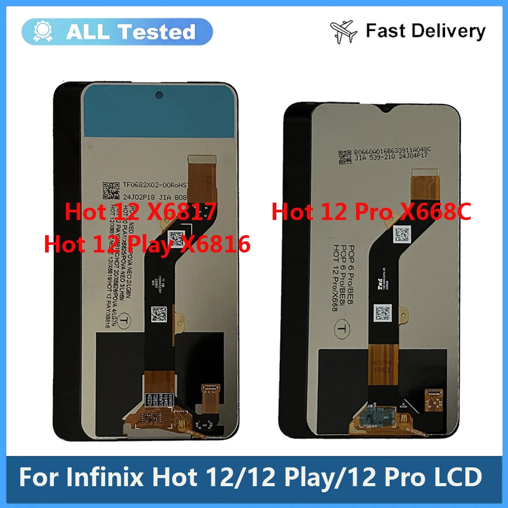 

ЖК-дисплей 6,82 дюйма для Infinix Hot 12 Play X6816 X6817, экран с дигитайзером в сборе для Infinix Hot 12 Pro X668C, ЖК-дисплей
