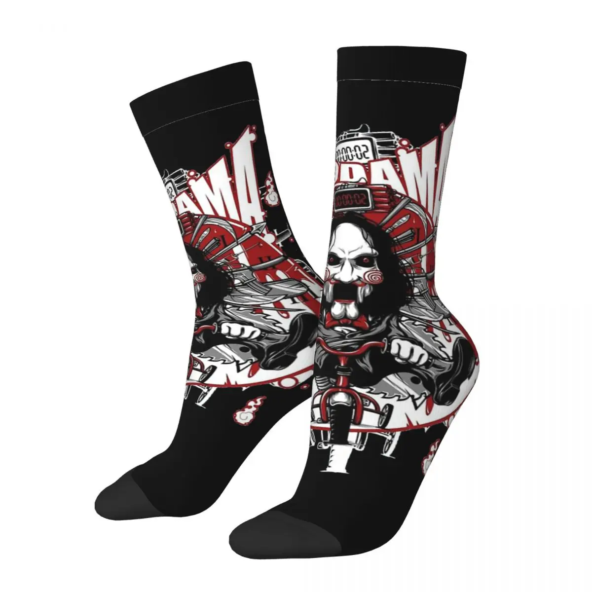 

Hirodama Crazy Men's compression Socks Unisex Saw Horror Film Harajuku Pattern Printed Funny Novelty Happy Crew Sock Boys Gift