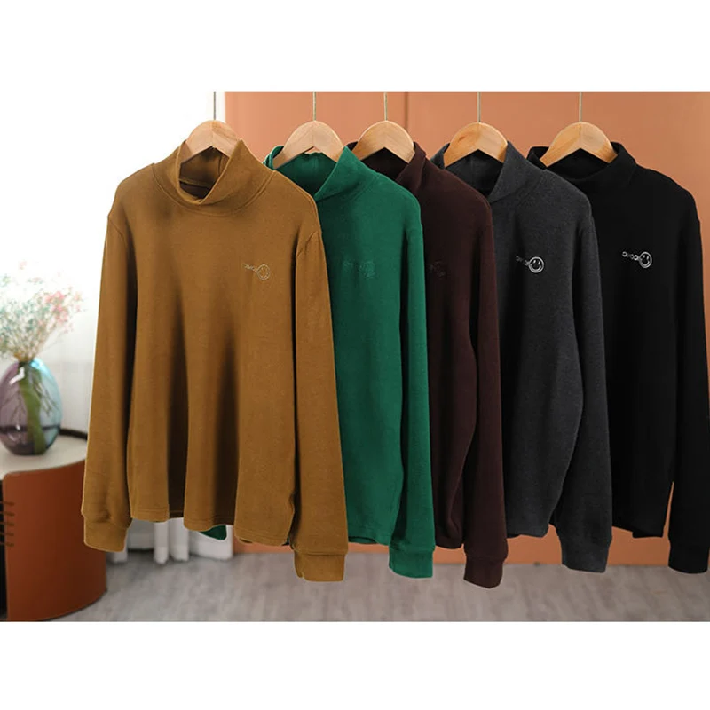 2023 Autumn Winter Fashion Harajuku Solid Top Women Casual All Match Undershirt High Collar Pullover Long Sleeve Lady Sweatshirt