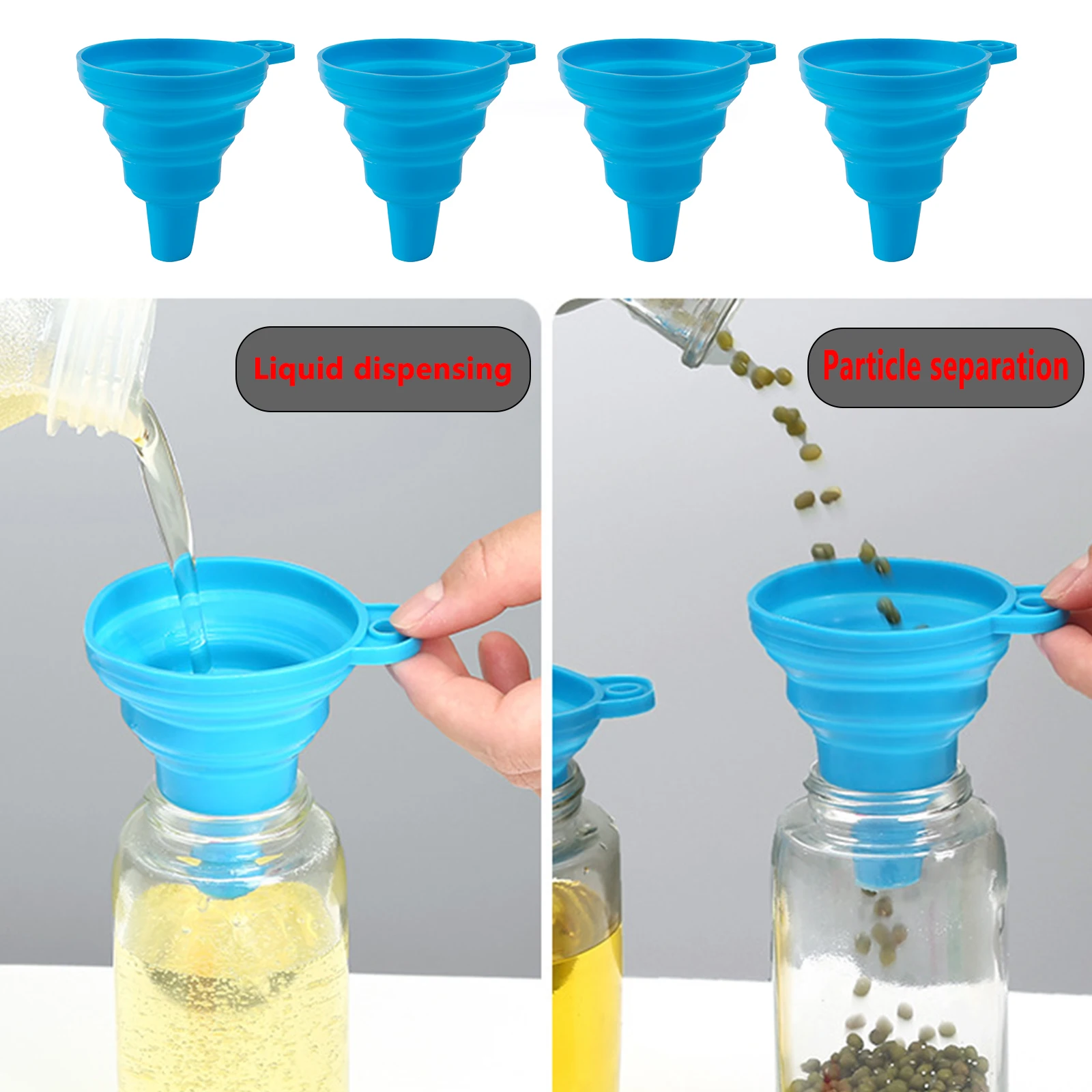 접이식 휴대용 깔때기 실리콘 소프트 깔때기, 학교 실험실 충전 도구, 오일 주스 액체 디퓨저 포장 도구, 5 개