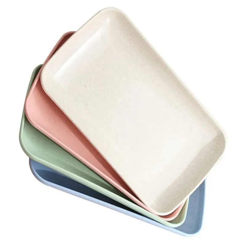 

Inyahome Set of 1/4/10 Dinner Plates Wheat Straw Japanese Trim Tray Appetizer Kitchen Dinner Sushi Plate Fruit Storage Holder