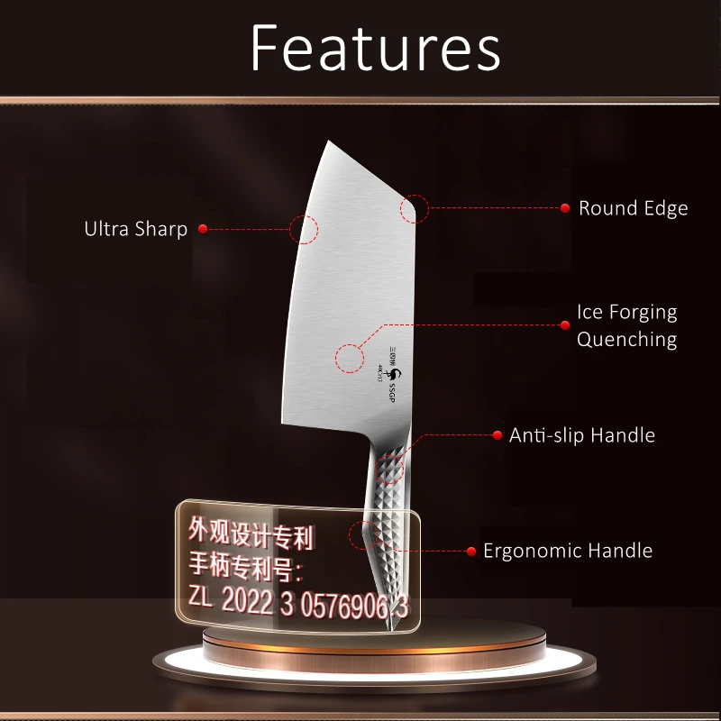 LFGB Certificate Germany 40Cr13 Steel Ultra Sharp Blade Terra Cotta Warriors Imitate Handle Kitchen Knife Slicer and Chopper Set
