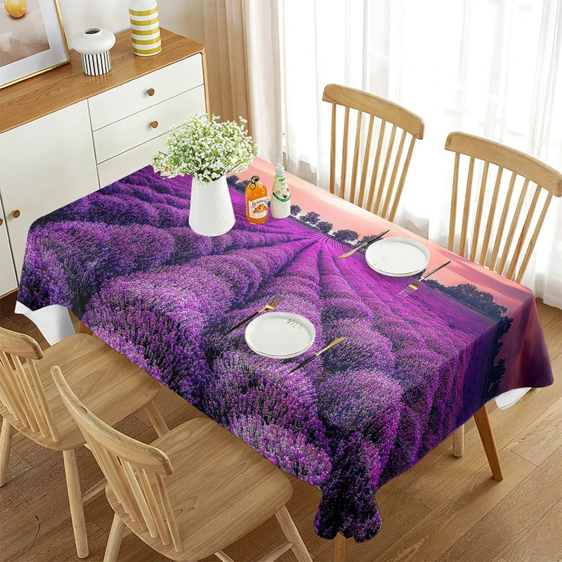 

Purple Lavender Rectangle Tablecloth Beautiful Lavender Romance Sweet Decor Dining Room Wedding Banquet Party Living Room Home