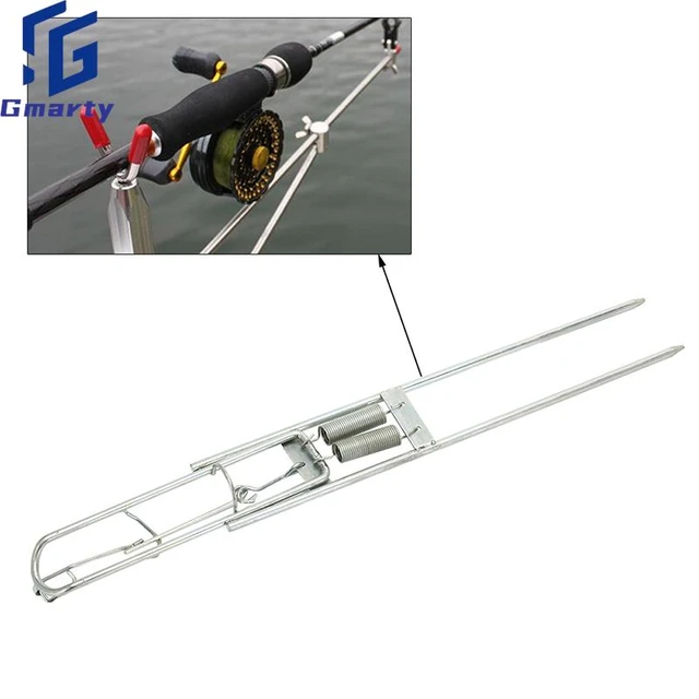 New Practical fishing rod holder Double Spring automatic Tip-up Hook Setter  night Fishing Rack Stainless Steel Accessory support - AliExpress