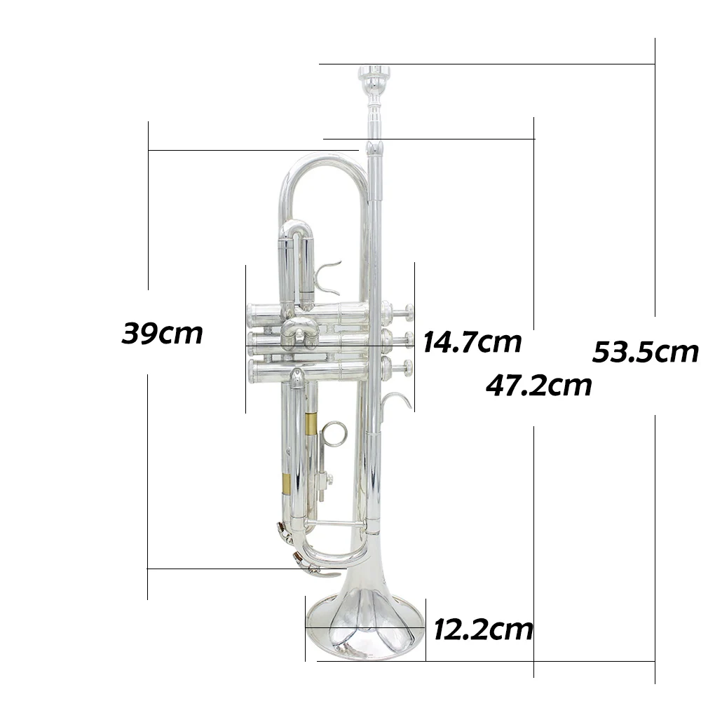 Bb B Flat Trumpet Professional Brass Trompete with Mouthpiece Gloves Cleaning Cloth Strap Case Musical Instrument Accessories