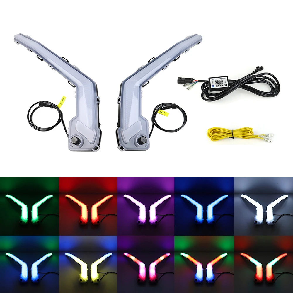 UTV 전면 신호등 RGB LED 램프, Can-Am Maverick X3 XDS XRS Max Turbo R 흐르는 물 깜박이 방향 지시등