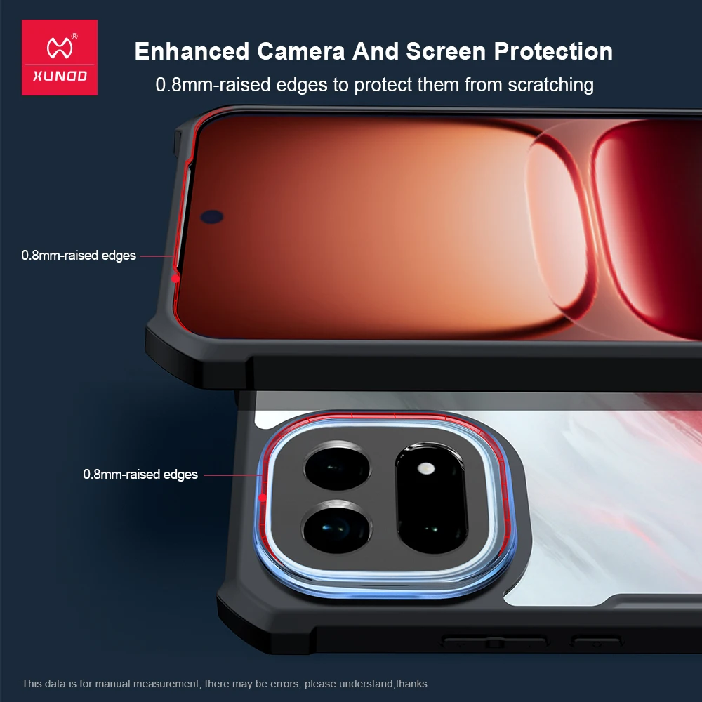 Xundd Airbag Shockproof Bumper Case with Lens Protection and Anti-Fingerprint Transparent Back