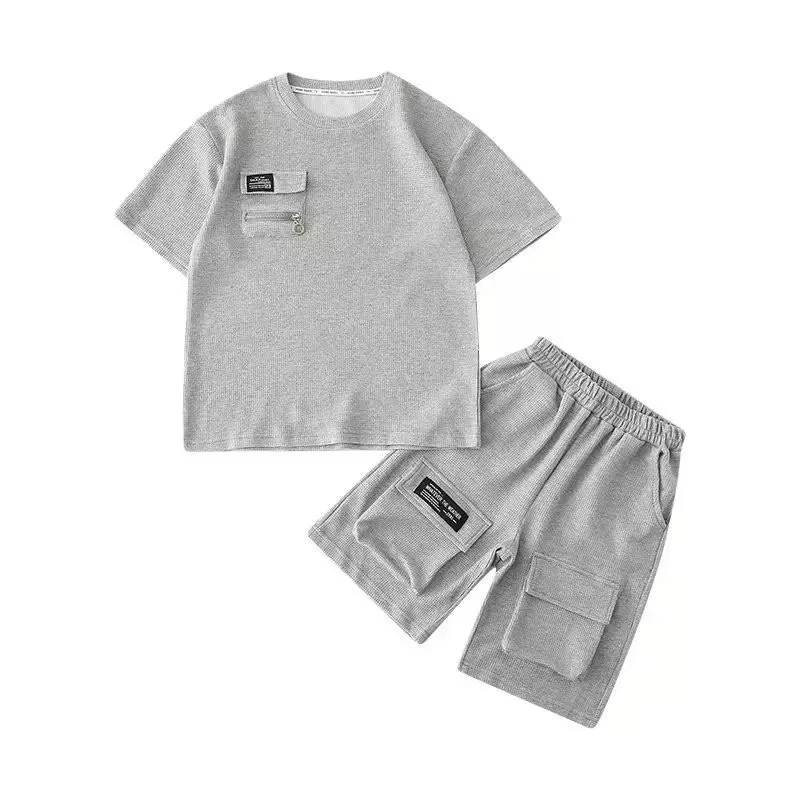 Camiseta con estampado de letras Y pantalones cortos para niños, conjunto de 2 piezas, ropa informal deportiva cómoda Y holgada para niños Y adolescentes de 4 a 14 años, novedad de verano