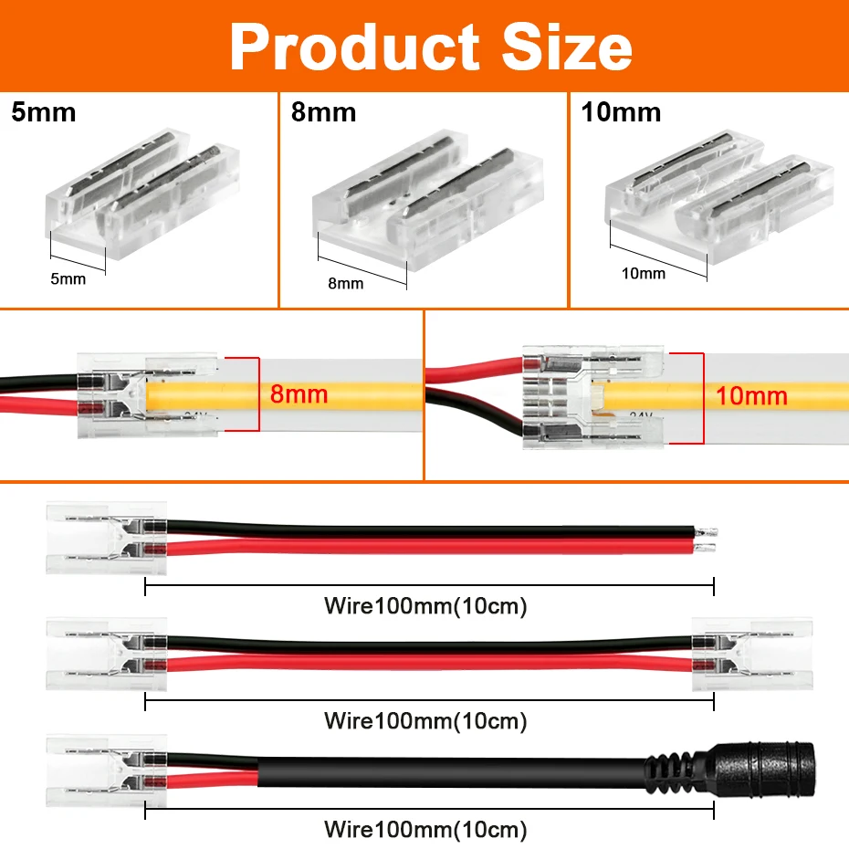 5ks 2póly 3pin 4pin klas LED svléknout se konektor prodloužení drát terminálu 5mm 8mm 10mm I/L vzhled kout LED konektorů