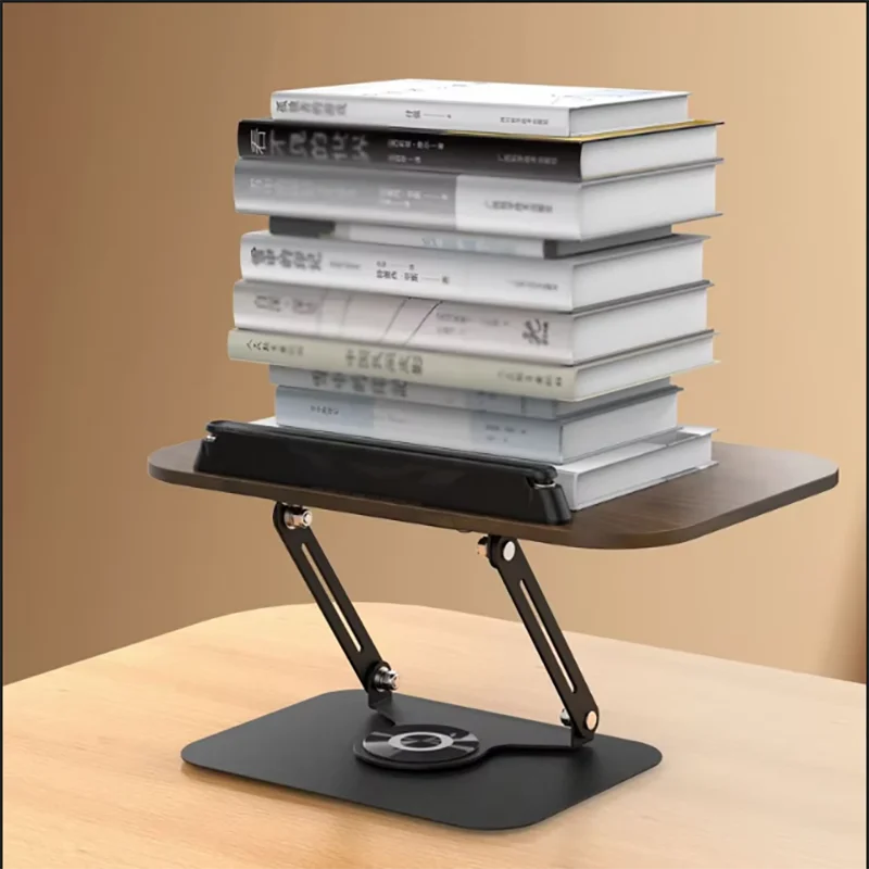 Reading Books Holder Desktop Book Laptop Stand with 360° Rotating Base Wooden Panel & Page Clips Foldable and Angle for Textbook 3