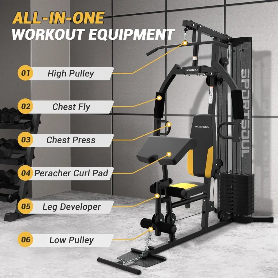 Multifunctional Home Gym with Adjustable Weight Stack