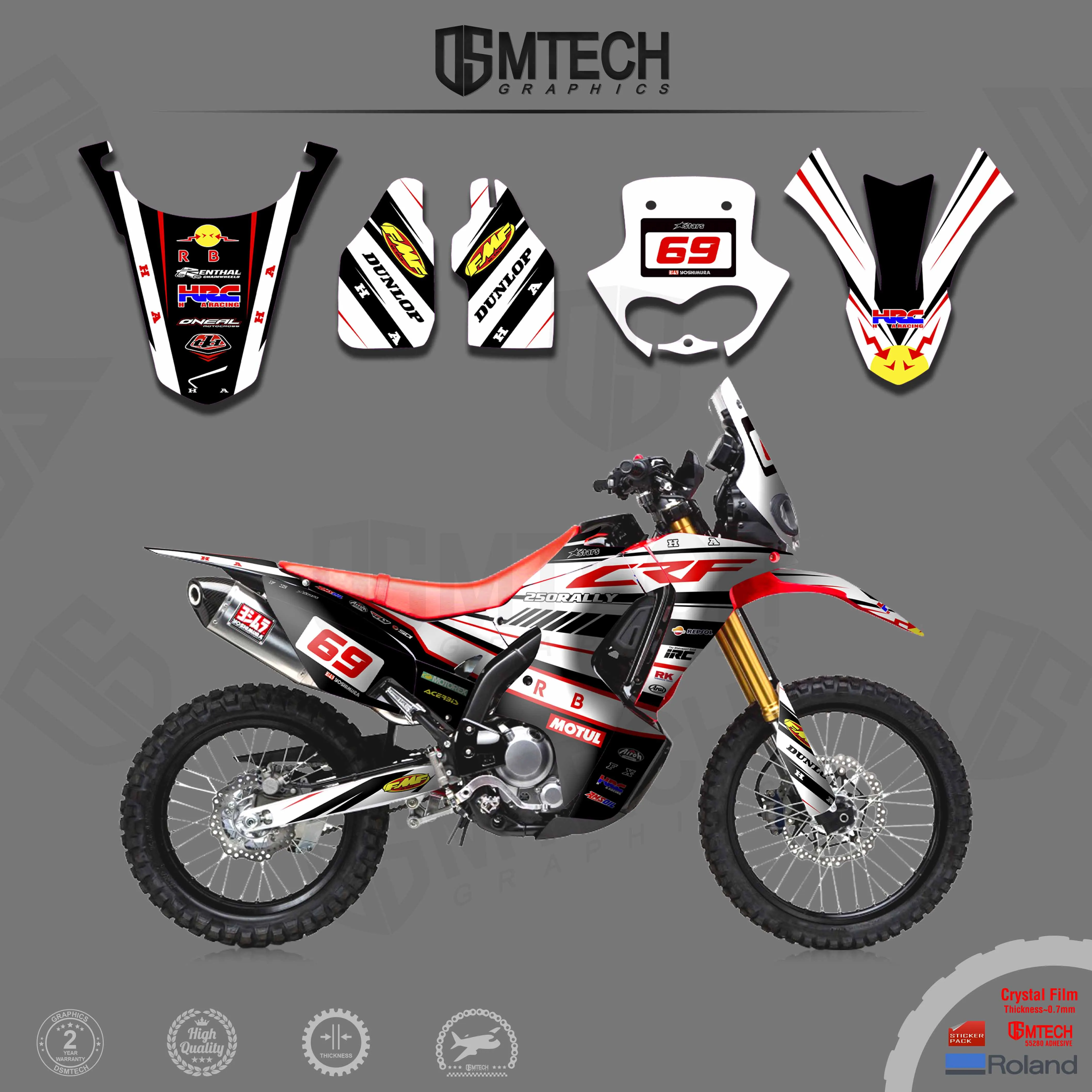 

DSMTECH Full Set of Stickers Kits Motorcycle Graphics Backgrounds Decals For Honda CRF250 RALLY 2017 2018 2019 2020 001
