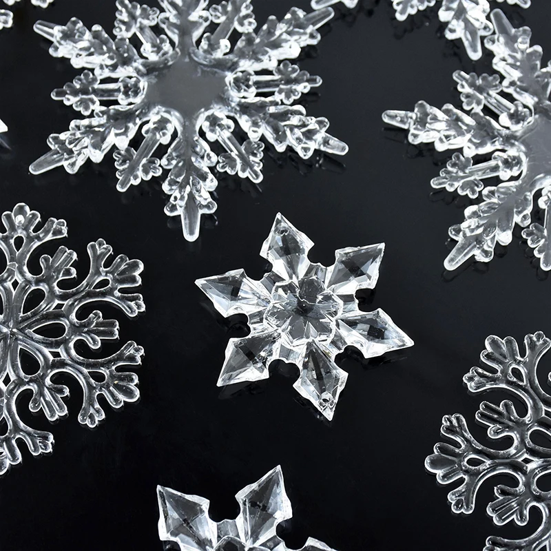 

3pcs Christmas Snowflake Ornaments Plastic Crystal Transparent Snowflakes Pendants Xmas Tree Decorations New Year Party Supplies