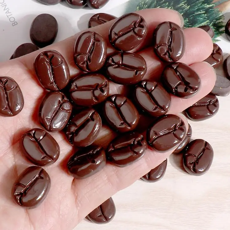 Food model food photography props 100 Pcs Fake Coffee Beans Resin Coffee Beans Simulation Mini Decor Faux DIY Crafts