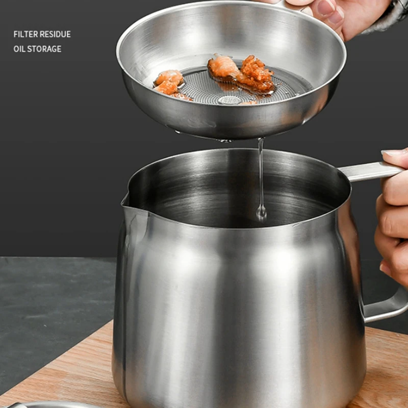 Oil Pot,Oil Pot Stainless Steel Large Capacity Oil Fryer And Filter Cup Combo Versatile Filter For Kitchen