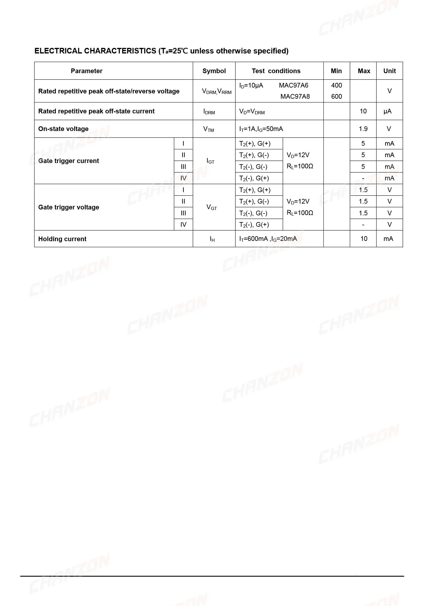 50Pcs MAC97A6 ZU-92 Triac SCR Transistor Bipolar Junction BJT Silizium Thyristor Triode Rohr Fets DIP 1A 400V Integrierte Schaltungen – Detail 5