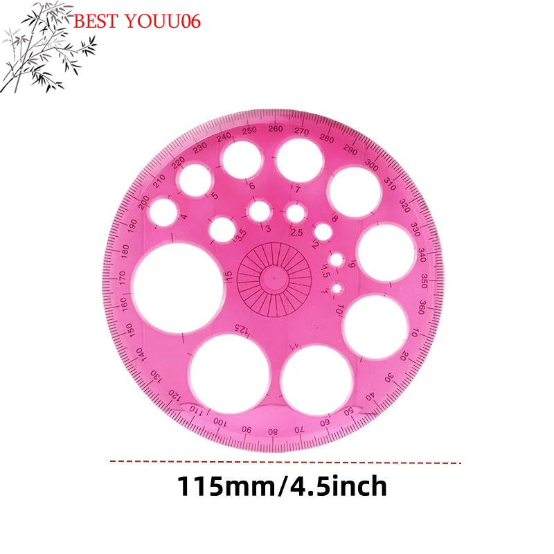 (YOUU06)1/2Pc 원형 그리기 도형 기하학적 그리기 스텐실 도구 다기능 템플릿 플라스틱 측정 자