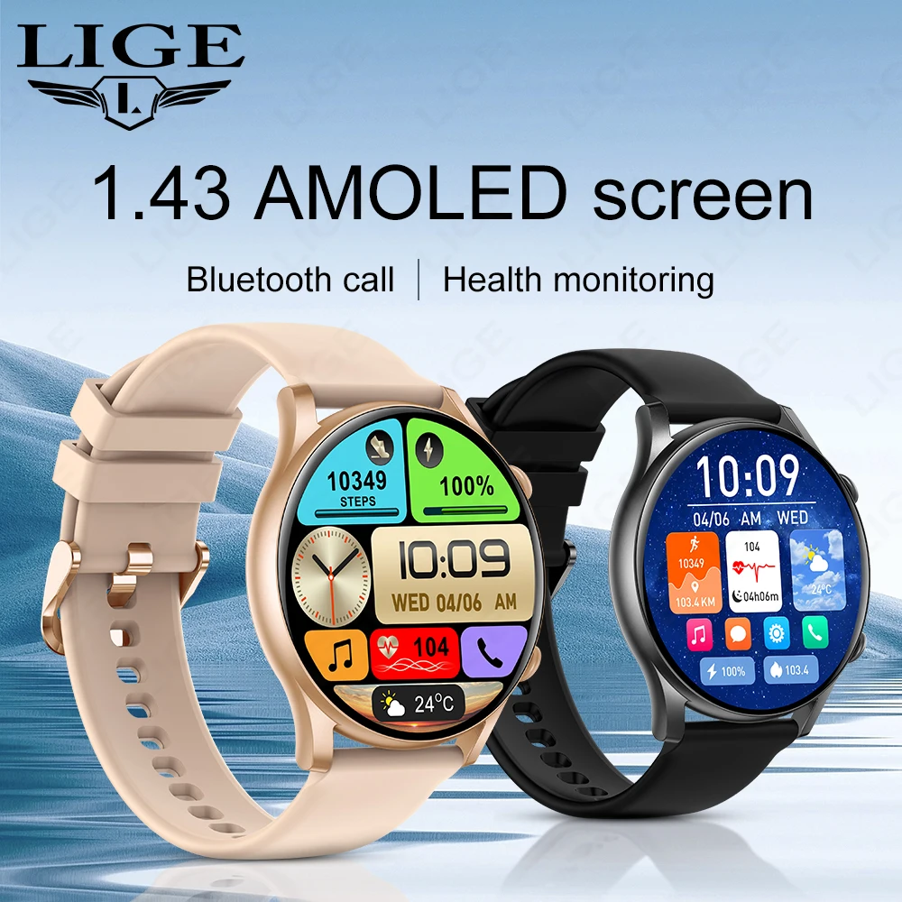 Lige Smart Watch Amoled Hd Screen Smart Watches Donna Android Ios Bluetooth Call Fitness Smartwatch Sport Smartbracciale Per Uomo