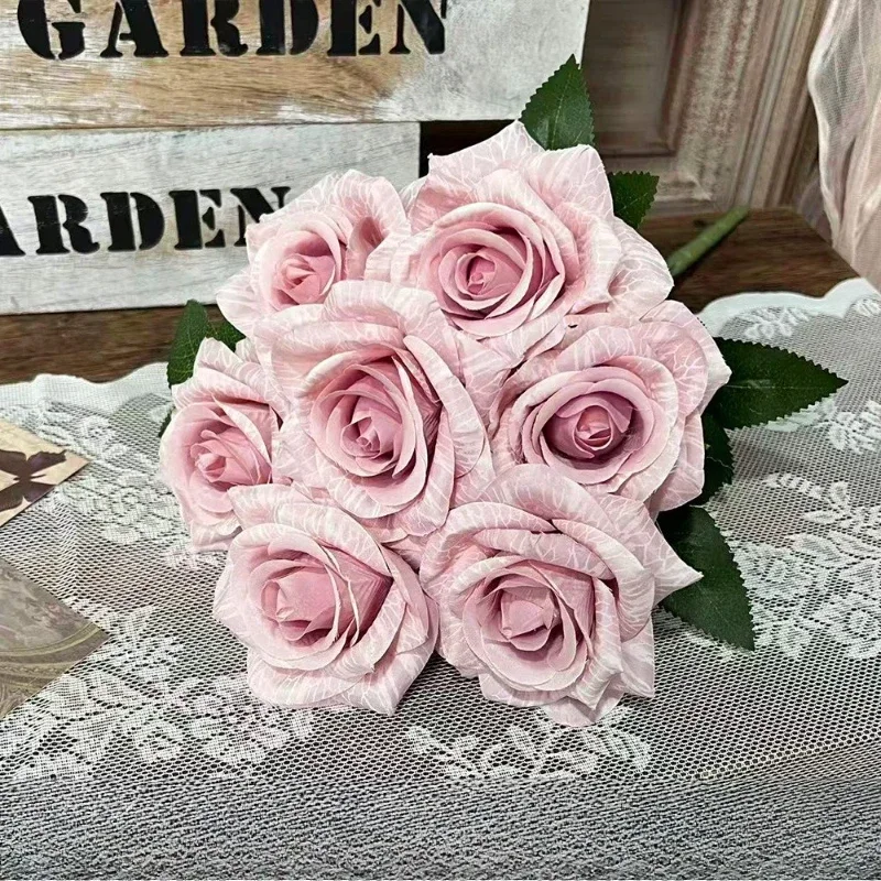 Künstliche Blumen, 7 Köpfe, Göttin, Rosen, Bündel, Restaurant-Dekoration, Seide, gefälschte Blume, Simulation, grüne Rose, Halle, dekorativ – Detail 11