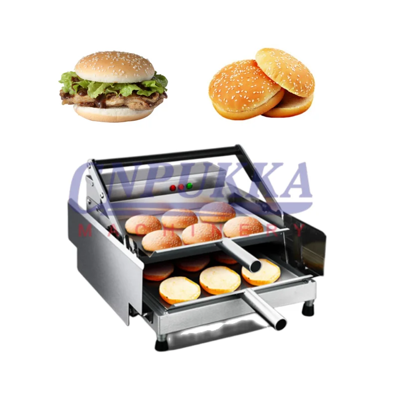 Double Layer 12/24pcs Hamburger Machine Commercial Bake Burger Maker Bread Grill Machine Bun Toaster Heater With High Quality