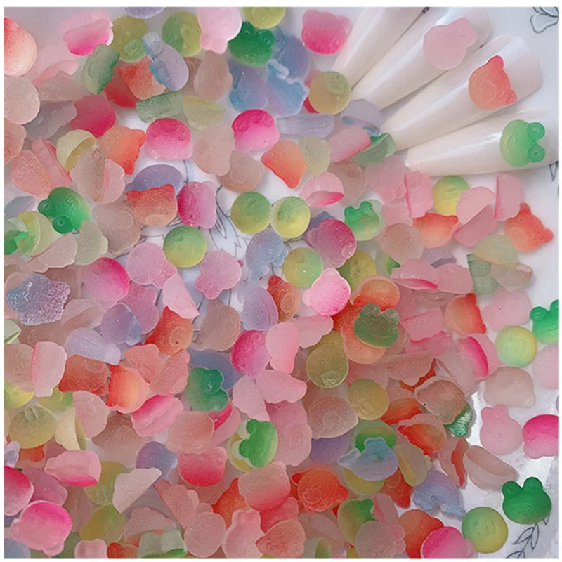

20pcs Nail Art Charms Rhinestone Gummy Heart Star Resin Jewelry DIY Nail Decorat Summer Colorful Tulip Manicure Design Supplies