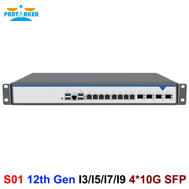 

19 Inch 1U Firewall LGA1700 Core i9 12900 i7 12700 i5 12400 Intel i226 8x2.5GE With 4x10G SFP VPN Router PC pfSense OPNsense