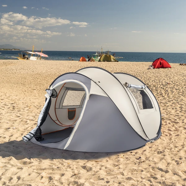  卡其色 船型速开 露营帐篷 纤维杆 涤纶布 280*100*120cm N001-30