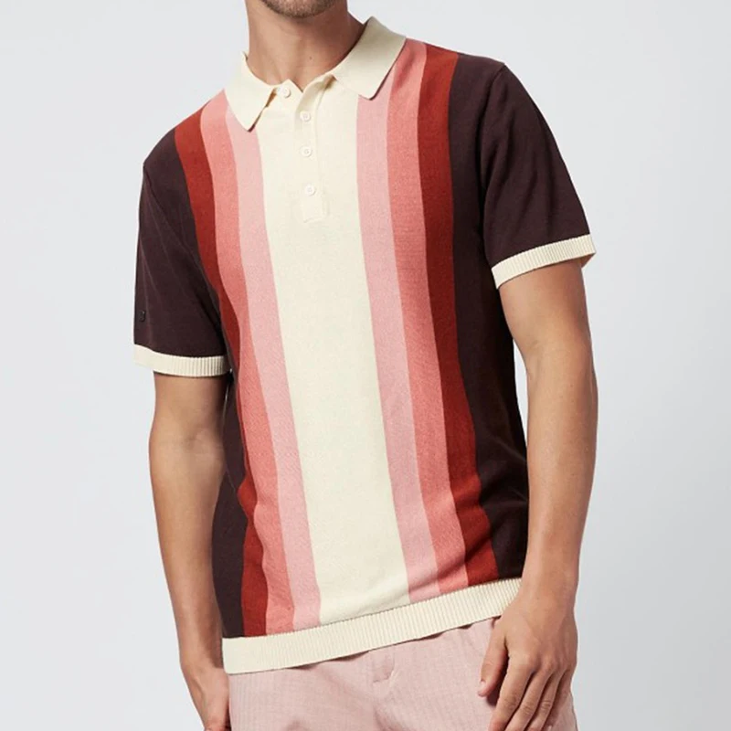Contrast Color Striped Knitted Polo Shirt Mens Summer New Casual Short Sleeve Slim Polos For Men Daily Leisure Button Lapel Tops 10 Sfdb033b30ffd4892acc38606dd320354f