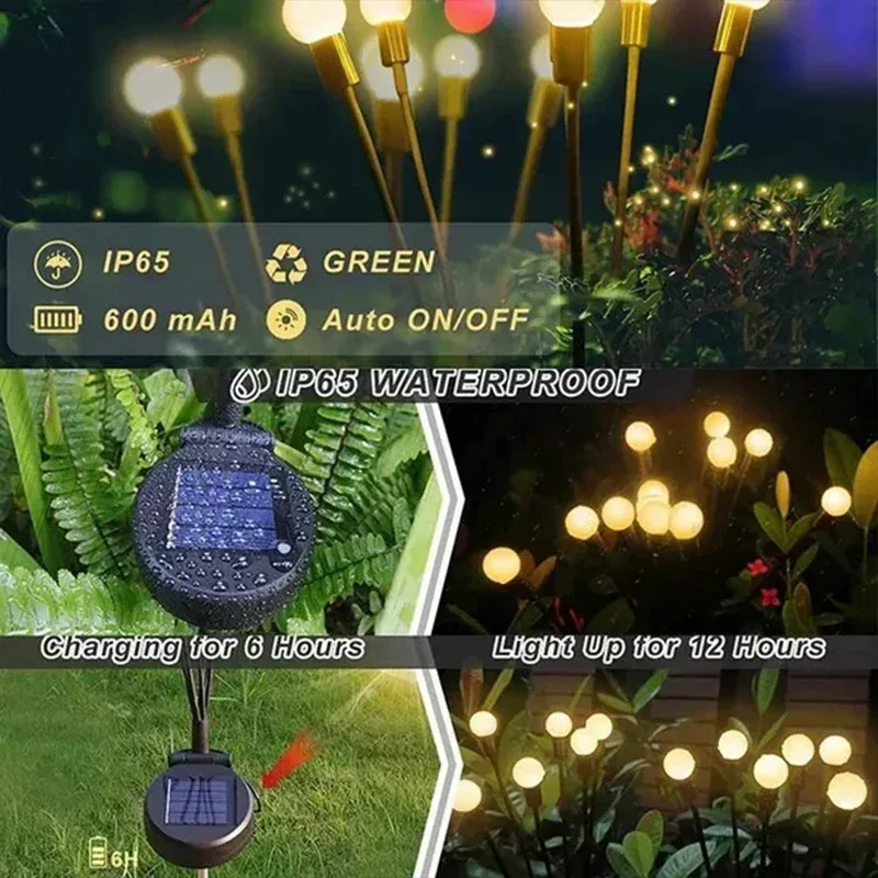Description Picture 2 of item6/8/10 LED Solar Garden Lights Powered Firefly Lights Outdoor Garden Decoration Landscape Lights Firework Firefly Lawn Lamps
