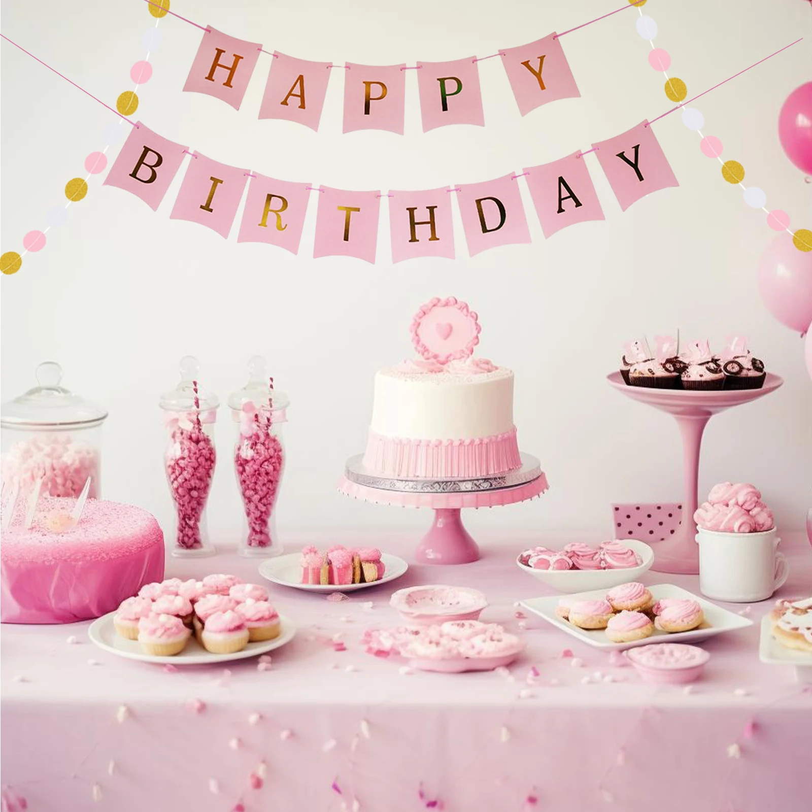 Birthday Banner Party Decorations Bunting Banner Happy Birthday Baby Garland Flag For Baby Shower Party