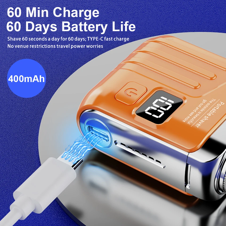 Rasoio elettrico per mini rasoio portatile ricaricabile a secco/con acqua, rifinitore per barba, rasoio digitale intelligente_voghion.com