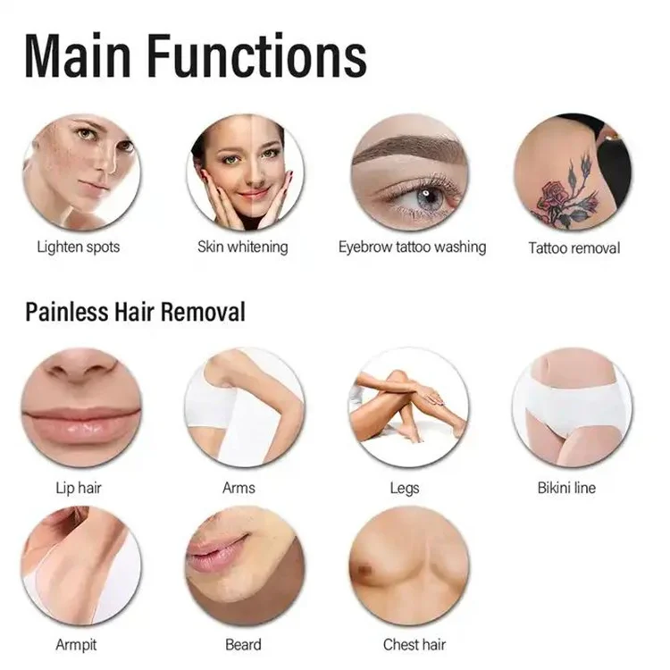 2 in 1 Professional Permanent Hair Removal Women Epilator Portable Hair Removal Tool Machine Body Face Leg Bikini Lip Depilator