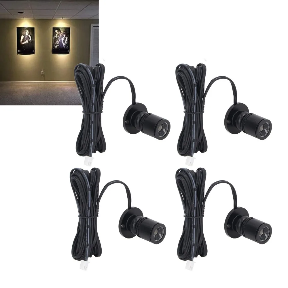 4팩 5V LED 디스플레이 스팟 조명 1W 6.6피트 케이블 조절 가능한 미니 스포트라이트 알루미늄 바디 USB 전원 LED 미니 스포트라이트