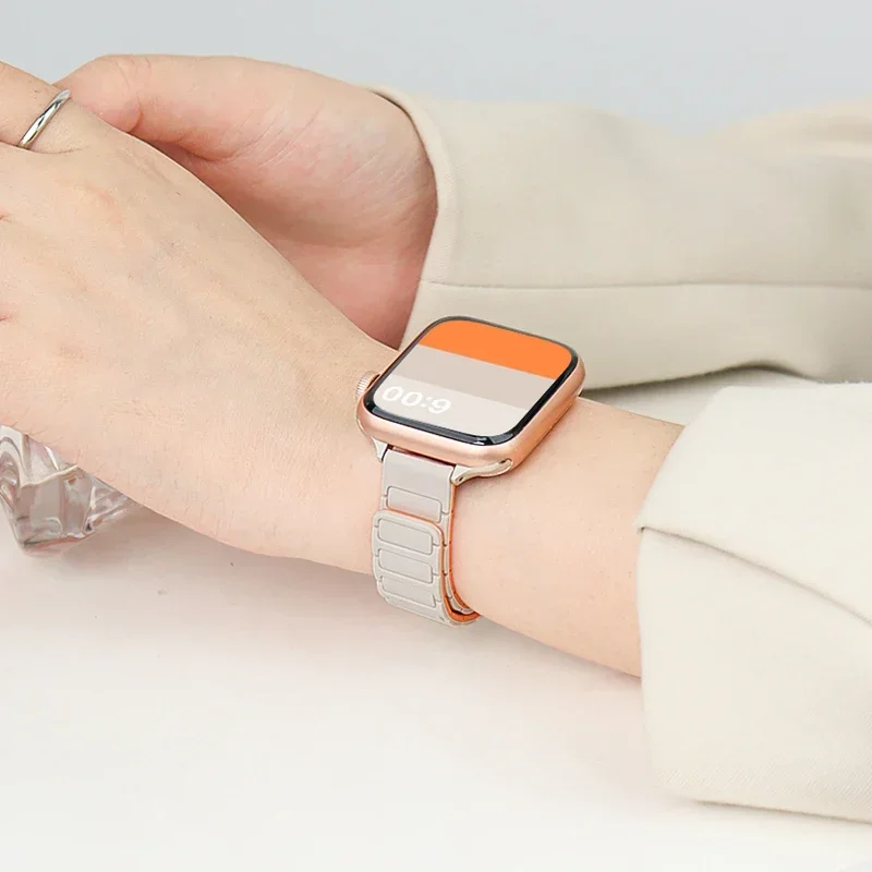 Women's Slim Silicone Magnetic Bracelet Watch Band with Strap