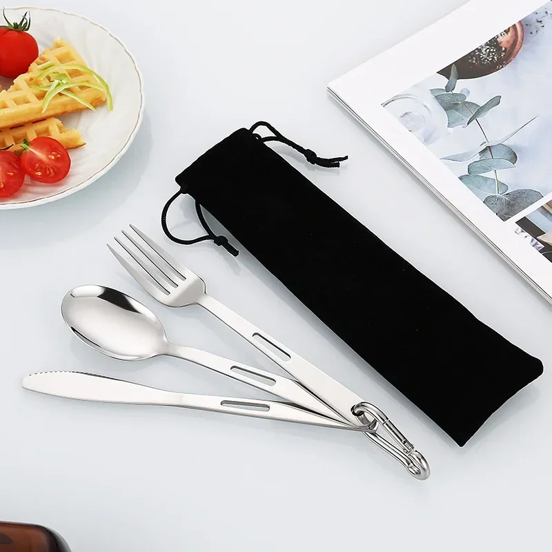 Tableware Outdoor Household Frosted Knife and Fork Spoon Chopsticks Travel Camping Portable Knife and Fork Set Stainless Steel