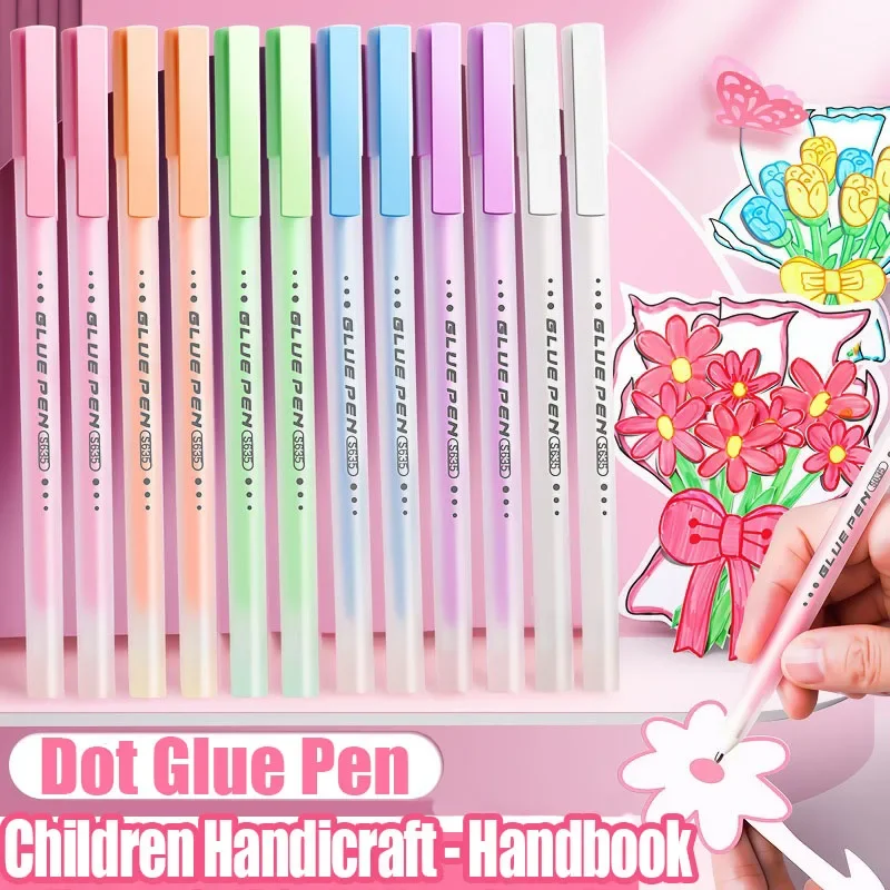 5Pcs 접착제 펜 캔디 컬러 빠른 건조 도트 접착제 스틱 고점도 디스펜스 펜 귀여운 종이 접착제 학교 문구