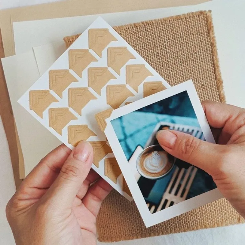 Corner Stickers DIY Photo Album Vintage Corner Kraft Paper Angle Stickers Scrapbook Self-Adhesive Corners Sticker Picture Protect Corner Sticker