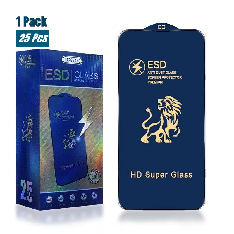 

25pcs Premium Lion King ESD Anti-Dust Tempered Glass Full Glue HD Super Screen Protector for iPhone 14 13 12 11 Pro Max X XS XR