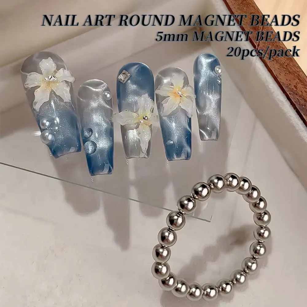 Magnetic Round Ball Nail Gel Polish 20PCS,Water Ripple Cat Eyes,Ocean Style,3D Strip Effect,Manicure Art Tools