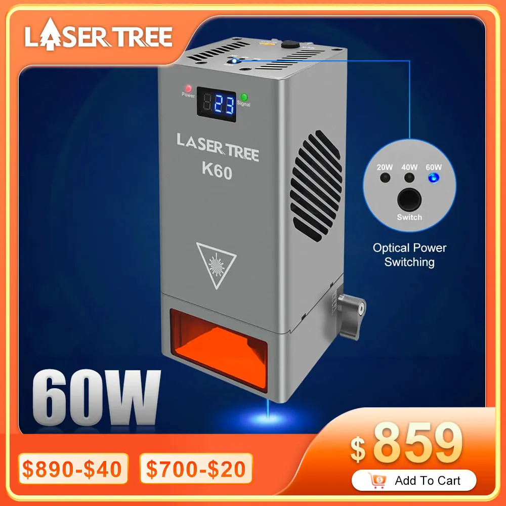LASERTREEK60OpticalPower60WLaserHeadwithAirAssist450nmBlue