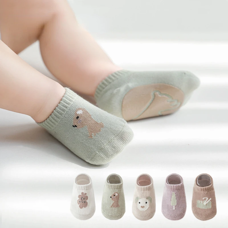 Kawaii Baby Anti-slip Floor Socks Cartoon Bear Dog Soft Cotton Print Toddler Boys Girls Newborn Gifts 0-3 Year Kids Accessories