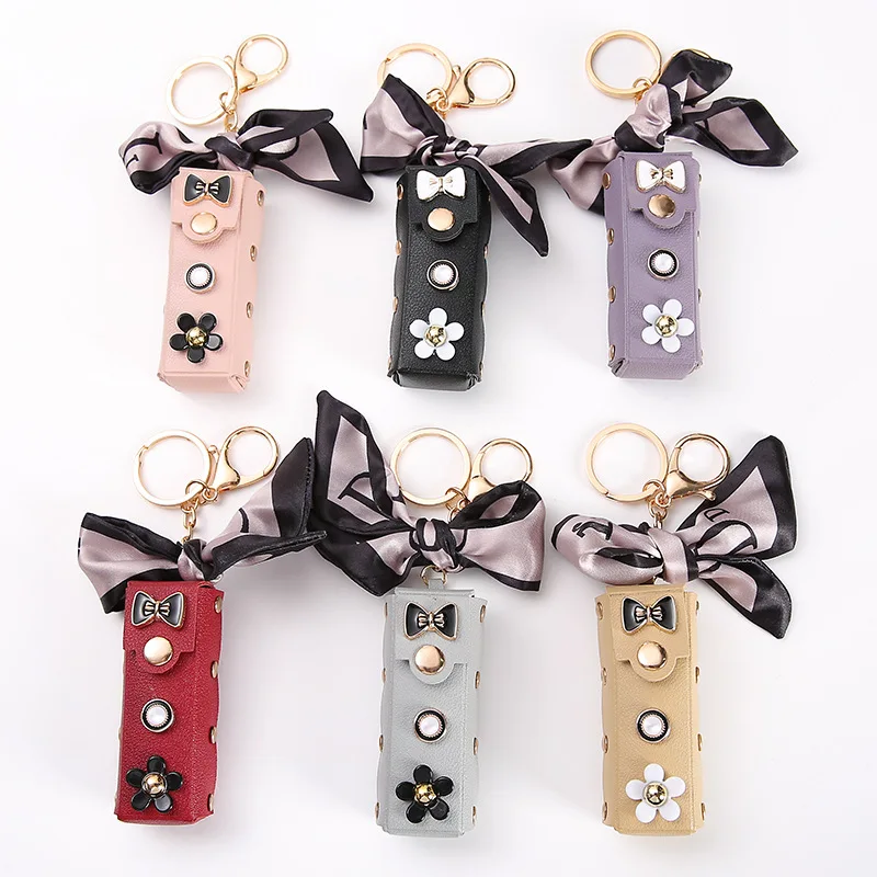 

6color Lipstick Cover Keychains Chapstick Holder Key Chain Lip Lipsticks Keyrings Bag Accessories Jewelry Gift for Girlfriend
