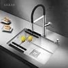 ASRAS 304 Stainless Steel Handmade Kitchen Sink Combo Europe Style Size Large and Small Single Bowl Undermount Vegetable Basin 1