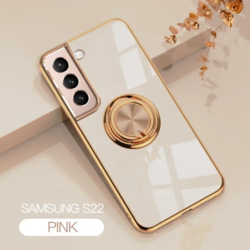 Electroplated Soft Back Phone Case with Ring Holder