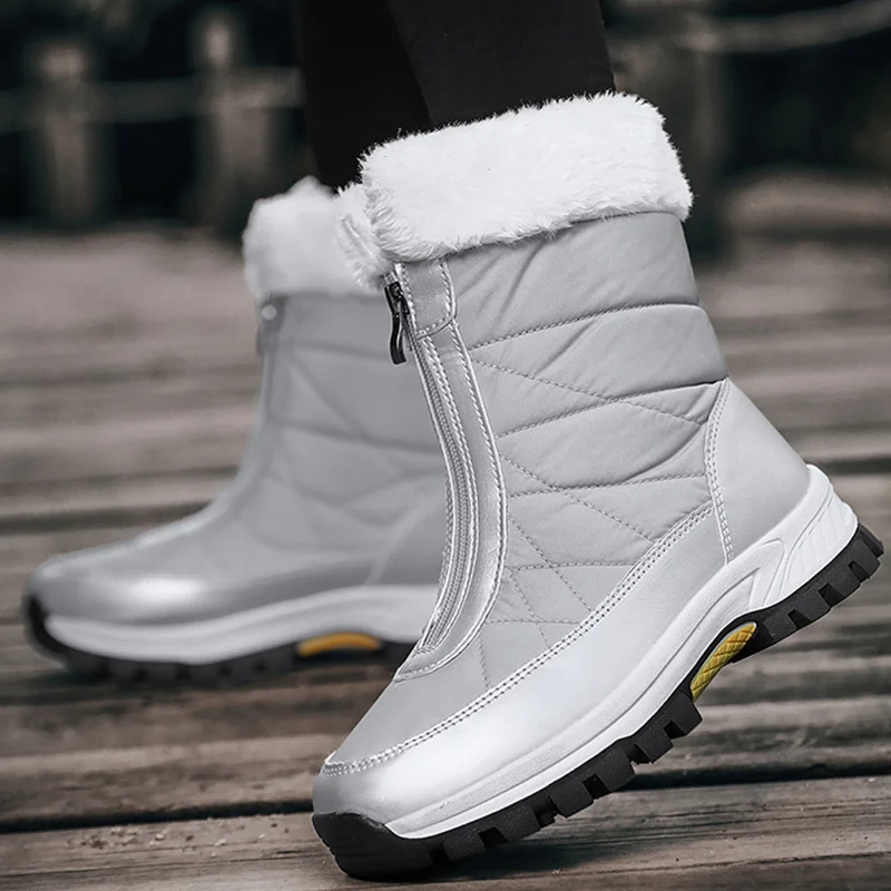 Snow Women Boots Platform Women Shoes Soft Keep Warm Boots Ladies Zipper Flat Fur Winter  Plus Size Shoes Woman  Botas Mujer