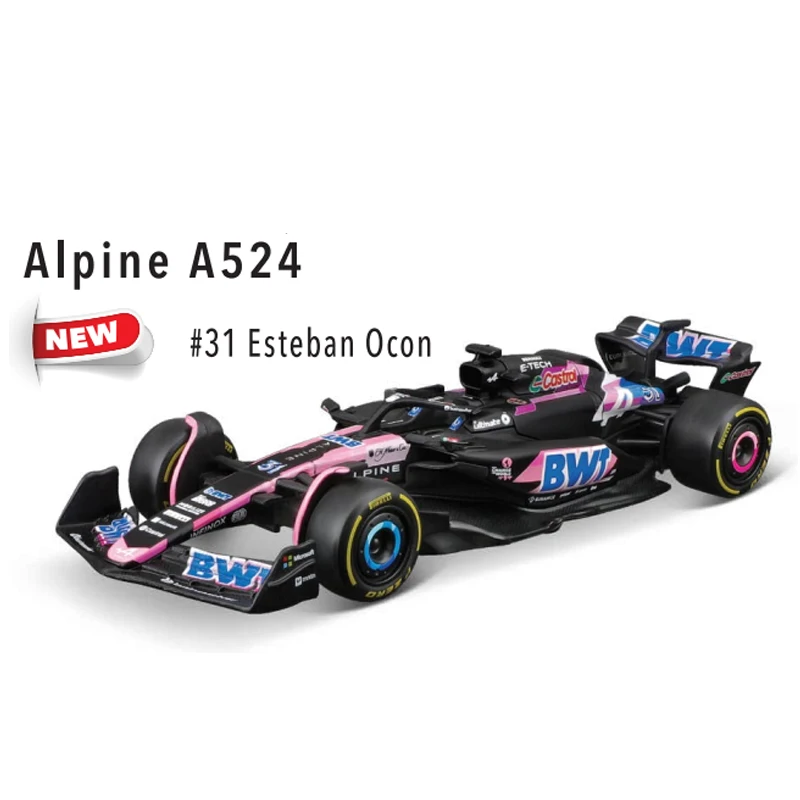 Bburago 1:43 Alpine F1 Team A524 2024 Alloy Car Miniature Diecast Model #10 Pierre Gasly #31 Esteban Ocon Toy Collectible 3