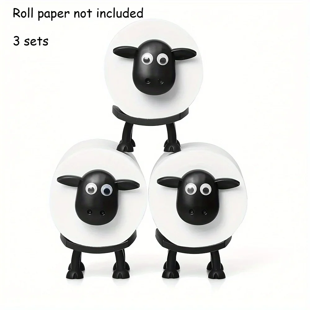 1/3Pcs Adorable Sheep-Shaped Toilet Paper Holder paper towel holder toilet paper holder toilet roll holder-Perfect for Bathroom Decor Freestanding Plastic Design Fun Home Decor