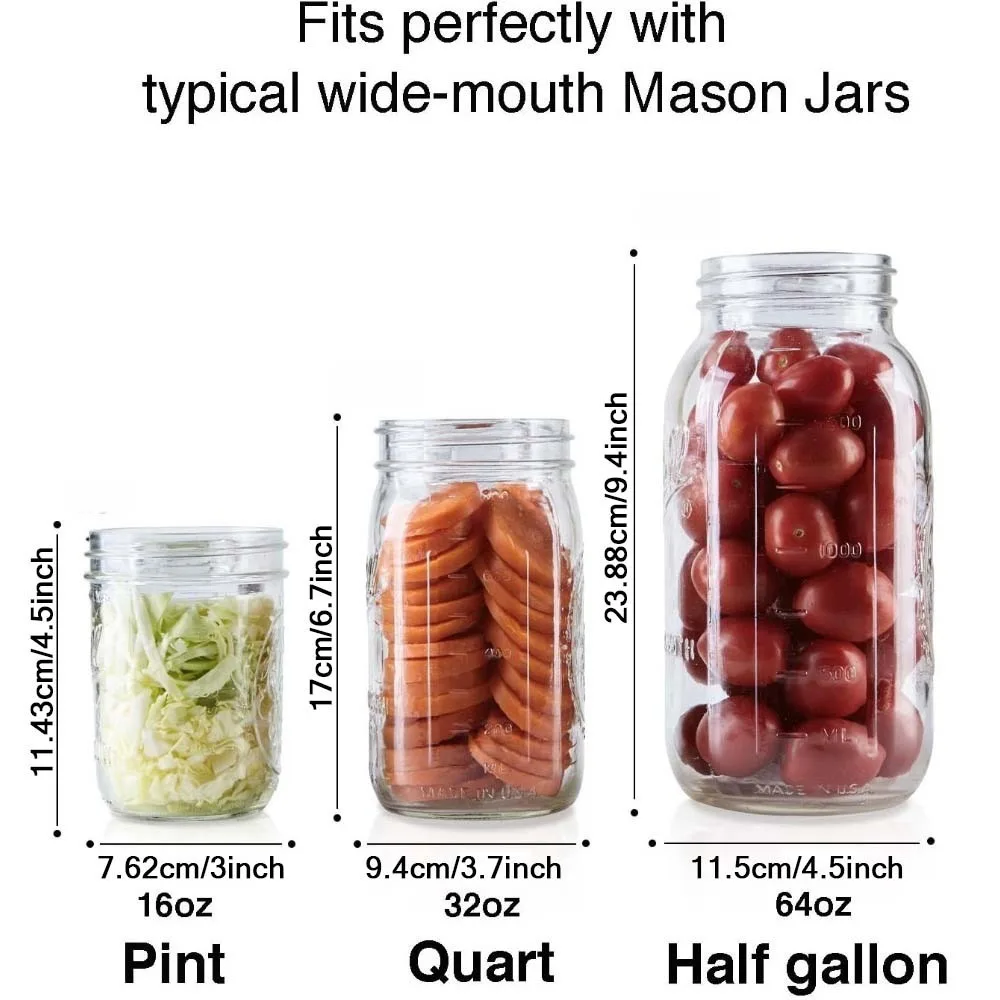 Glass Fermentation Weights with Handle for Wide Mouth Mason Jars Non-Porous Recyclable Durable 4-Pack