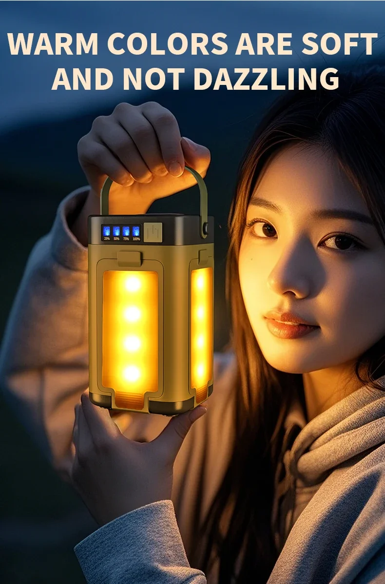 Solar-Campinglaterne 15W LED Wiederaufladbare Taschenlampe Magnetischer Flutlichtstrahler Tragbare Zeltlampe für Angeln und Outdoor-Beleuchtung – Detail 6
