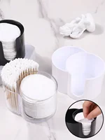 2in1 Acrylic Storage Box Bathroom Jar Makeup Organizer Cotton Round Pad Holder Cotton Swab Box Qtip Holder Dispenser Organizer 2